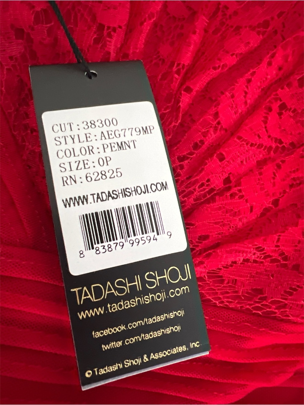 Tadashi Shoji Vibrant Red Lace Evening Dress - Picture 4 of 6